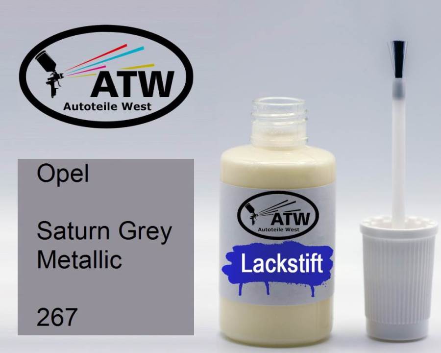 Opel, Saturn Grey Metallic, 267: 20ml Lackstift, von ATW Autoteile West.